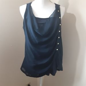 Navy Sleeveless Blouse by Anne Klein Sz Small